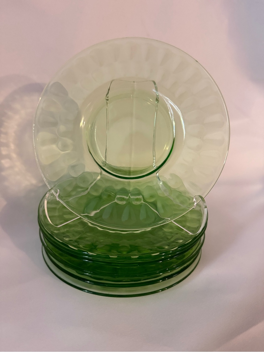 Anchor Hocking Green Depression Glass Dessert Plates (8)